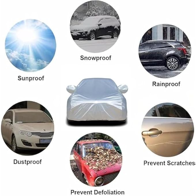 INDIVIDUAL CAR COVER FOR FIAT 500 SPORT 2016-2020, FULL COVER MADE OF OXFORD FABRIC, COTTON LINING, SILVER - Image 2